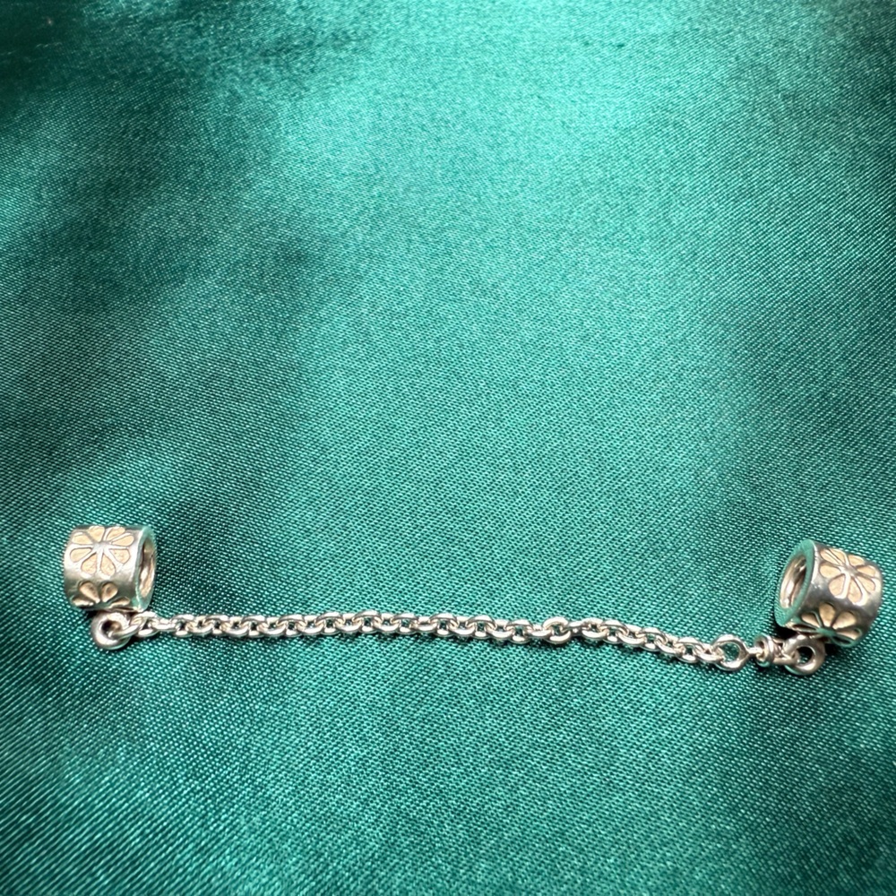 Pandora Silver Safety Chain with Gold Floral Accents